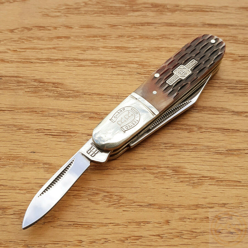 Rough Ryder Barlow Pocket Knife Stainless Steel Blades Amber Jigged Bone Handle 201 -Rough Ryder - Survivor Hand Precision Knives & Outdoor Gear Store