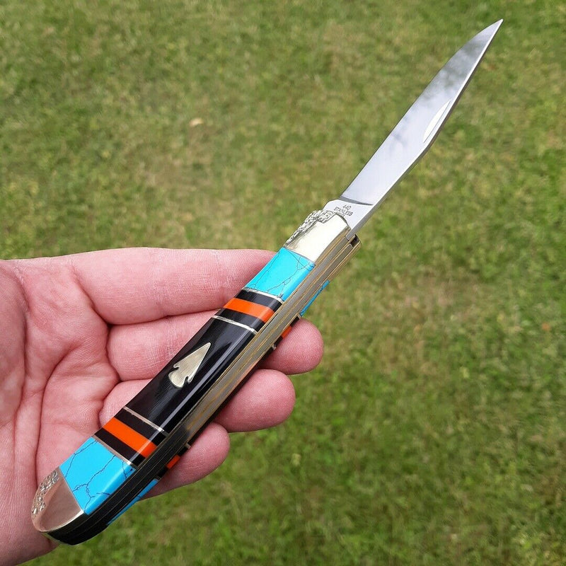 Frost Cutlery Arrowhead Trapper Pocket Knife Stainless Blades Turquoise Handle HS108AH -Frost Cutlery - Survivor Hand Precision Knives & Outdoor Gear Store