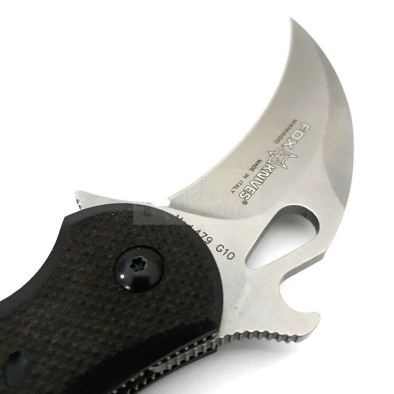 Fox Karambit Folding Knife 3" Stonewash Finish N690Co Steel Blade Black G10 Handle X479SW -Fox - Survivor Hand Precision Knives & Outdoor Gear Store