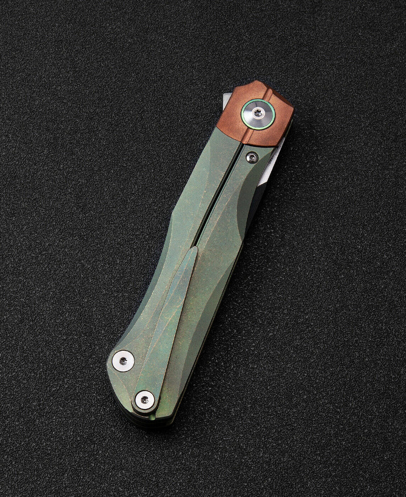 Bestech Knives THYRA Folding Knife 3.5" M390 Steel Blade Green Titanium/Copper Handle T2106E -Bestech Knives - Survivor Hand Precision Knives & Outdoor Gear Store