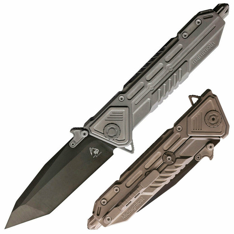 Maxace Midnight Cat Mam Folding Knife 4.5" Vanadis 4E Steel Tanto Blade Gray Titanium Handle XMM03 -Maxace - Survivor Hand Precision Knives & Outdoor Gear Store