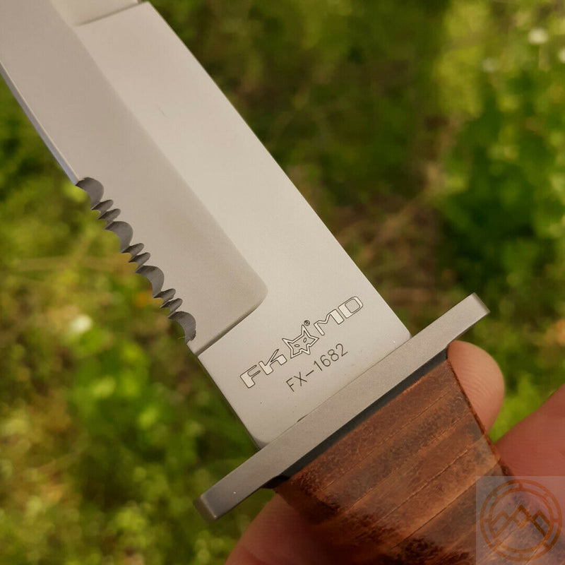 Fox Marine Combat Fixed Knife 5.13" 440C Steel Blade Stacked Leather Handle 1682 -Fox - Survivor Hand Precision Knives & Outdoor Gear Store