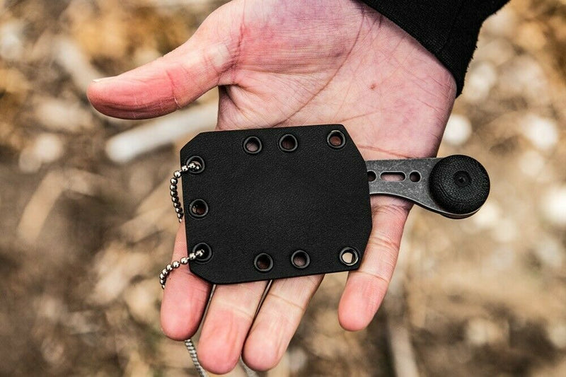 TOPS 3 Bros Neck Fixed Knife 2" 1095HC Steel Blade Black Canvas Micarta Handle 3BR01 -TOPS - Survivor Hand Precision Knives & Outdoor Gear Store