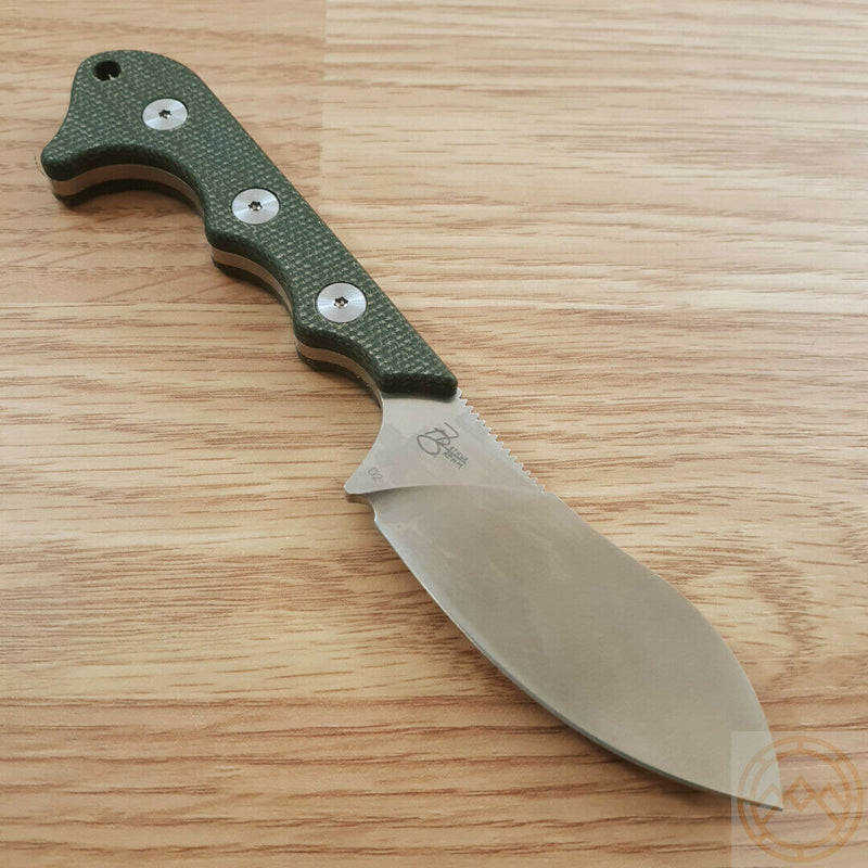 QSP Knife Neckmuk Neck Fixed Knife 2.88" D2 Tool Steel Blade Green Linen Micarta Handle 125F -QSP Knife - Survivor Hand Precision Knives & Outdoor Gear Store