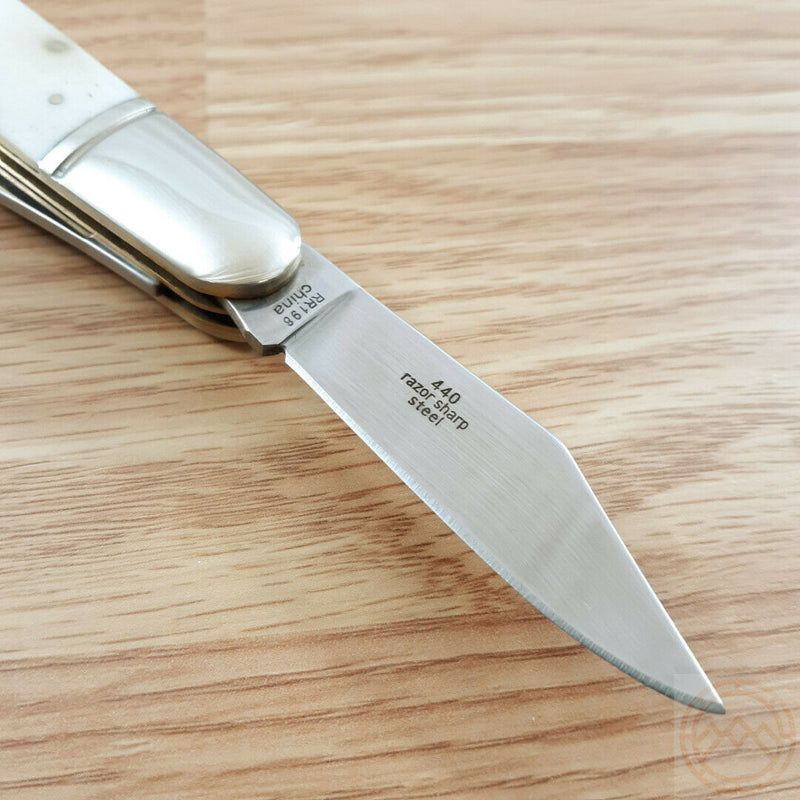 Rough Ryder Barlow Pocket Knife Stainless Steel Blades White Smooth Bone Handle 198 -Rough Ryder - Survivor Hand Precision Knives & Outdoor Gear Store