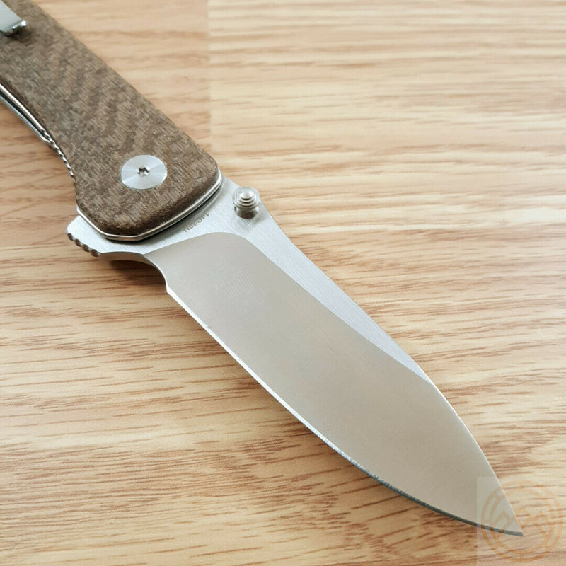 QSP Knife Linerlock Folding Knife 3.25" 14C28N Steel Blade Brown Micarta Handle 131G -QSP Knife - Survivor Hand Precision Knives & Outdoor Gear Store