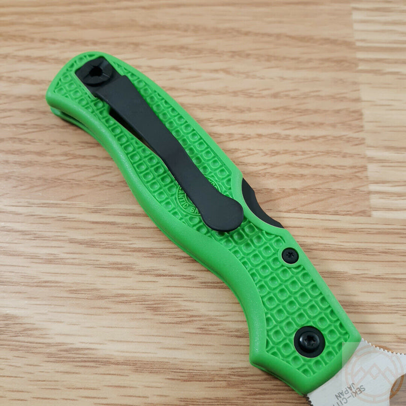 Spyderco Atlantic Salt Lockback Folding Knife 3.63" LC 200 N Tool Steel Blade Green Bi-Directional Texture FRN Handle C89FPGR -Spyderco - Survivor Hand Precision Knives & Outdoor Gear Store