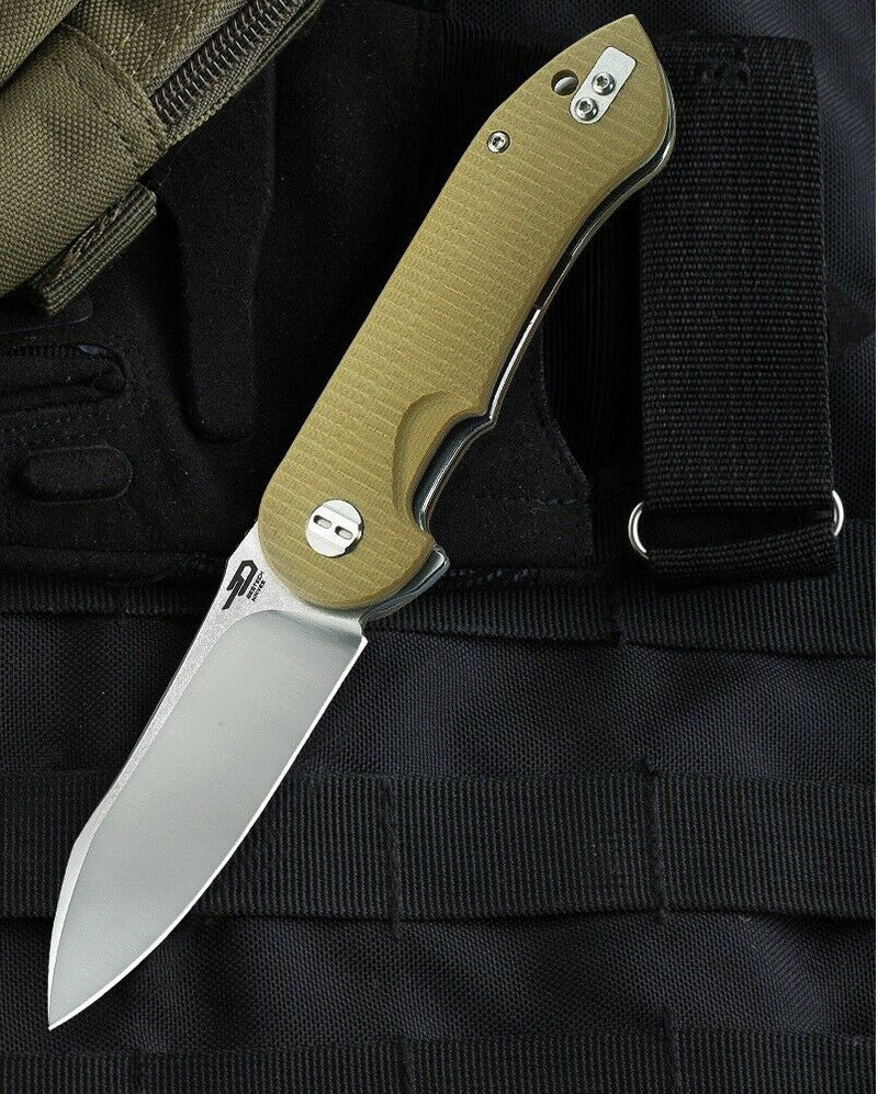 Bestech Torpedo Linerlock Folding Knife 3" D2 Tool Steel Blade Beige G10 Handle G17B1 -Bestech Knives - Survivor Hand Precision Knives & Outdoor Gear Store