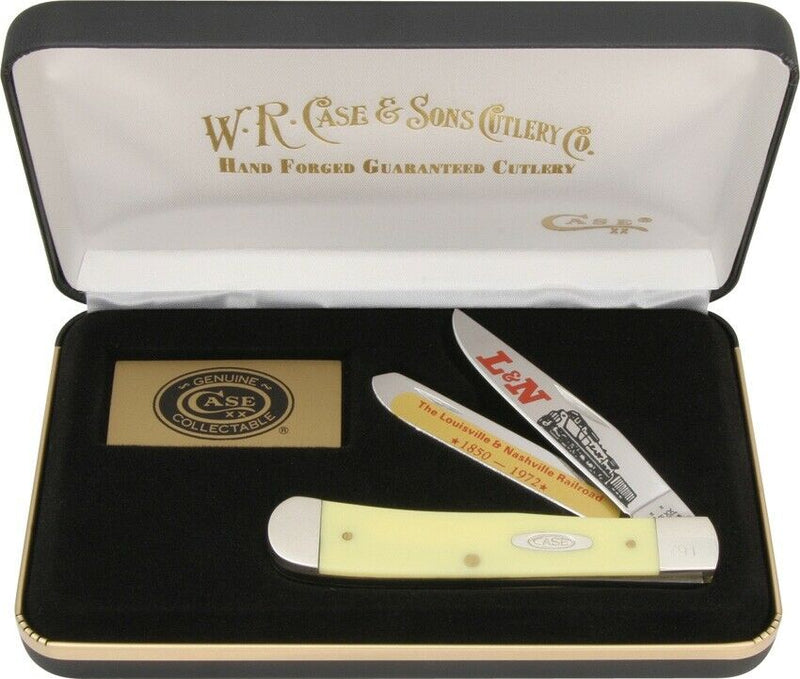 Case XX L&N Railroad Set Pocket Knife Stainless Blades Yellow Composition Handle CALNY -Case Cutlery - Survivor Hand Precision Knives & Outdoor Gear Store