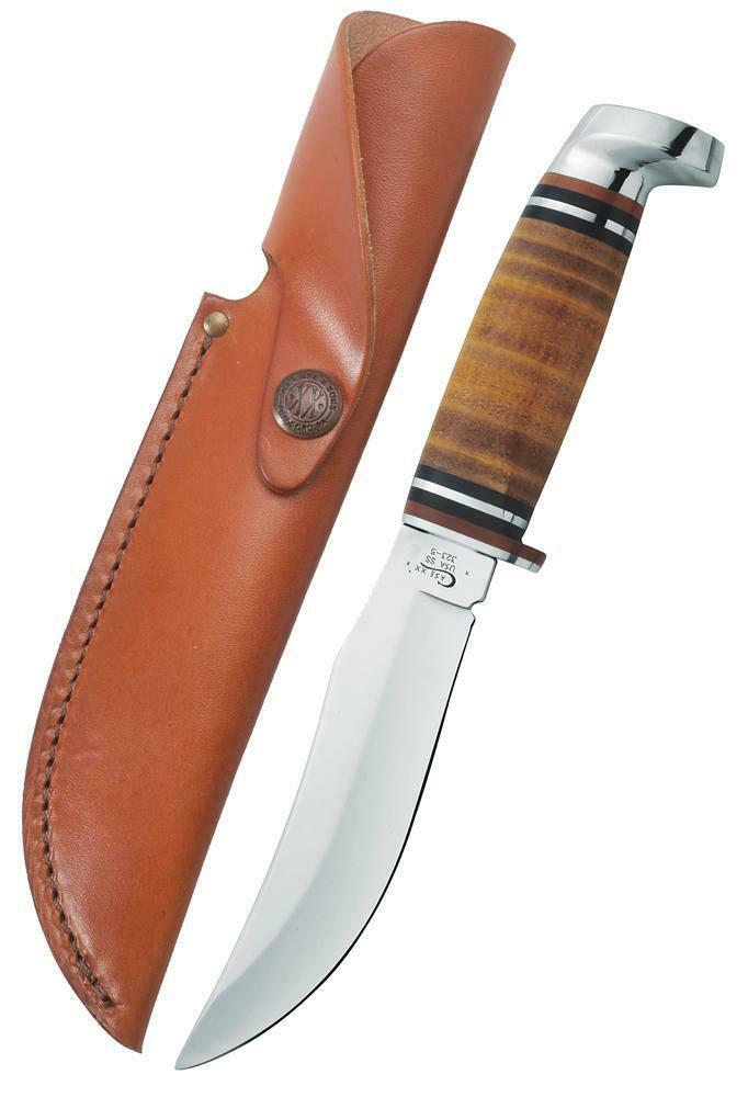 Case XX Cutlery Hunter Fixed Knife 5" Stainless Blade Stacked leather Handle 00384 -Case Cutlery - Survivor Hand Precision Knives & Outdoor Gear Store