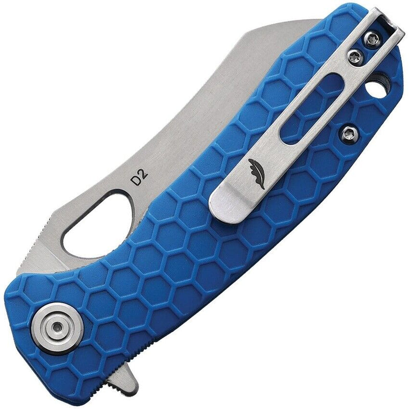 Honey Badger Knives Liner Folding Knife 2.75" D2 Tool Steel Warncleaver Blade Blue Textured GRN Handle 1170 -Honey Badger Knives - Survivor Hand Precision Knives & Outdoor Gear Store