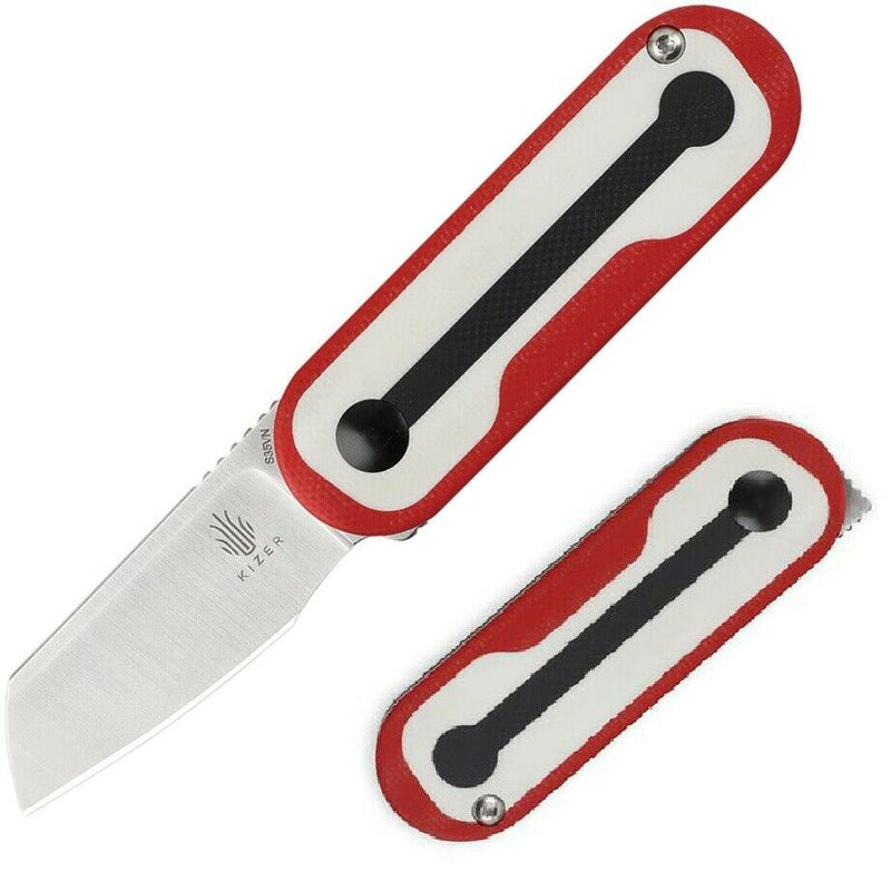 Kizer Cutlery Mini Folding Knife 1.88" S35VN Steel Blade White/Red/Black G-10 Handle 2583A2 -Kizer Cutlery - Survivor Hand Precision Knives & Outdoor Gear Store