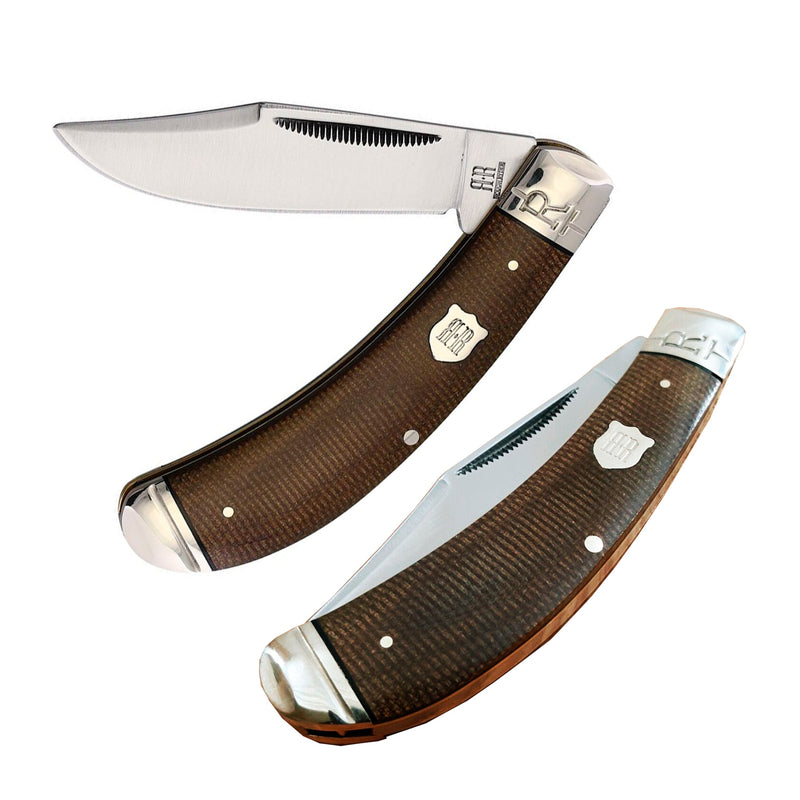 Rough Ryder Bow Trapper Folding Knife 440 Steel Blade Brown Burlap Micarta Handle 2375 -Rough Ryder - Survivor Hand Precision Knives & Outdoor Gear Store