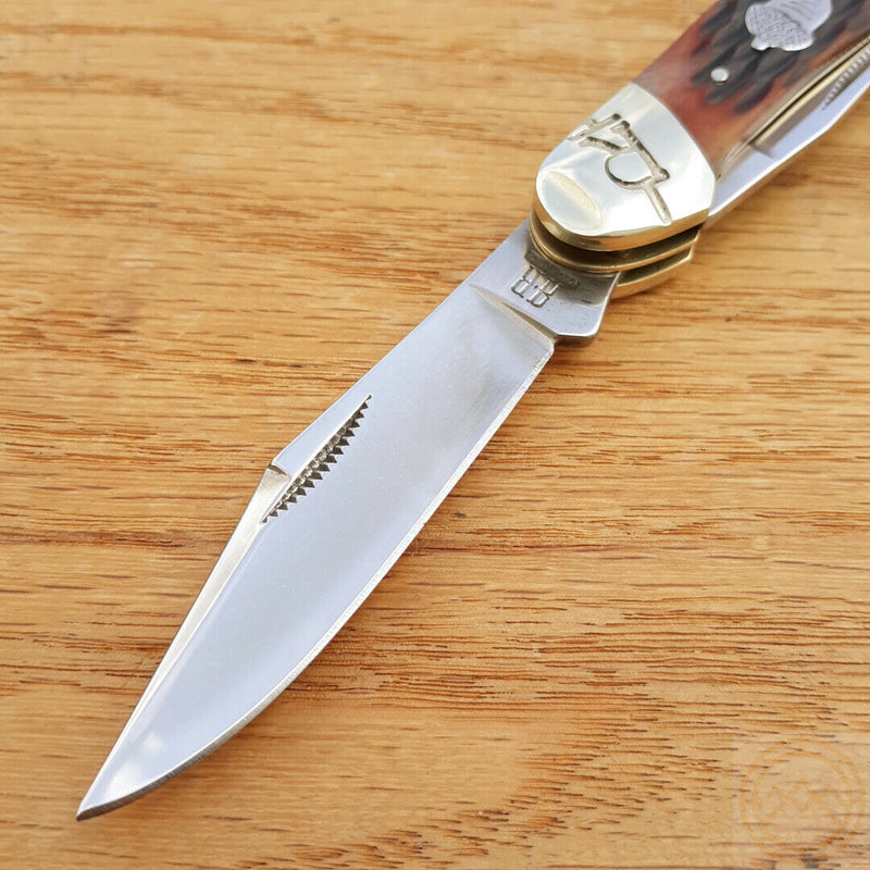 Rough Ryder Copperhead Pocket Knife Stainless Steel Clip And Skinner Blades Amber Jigged Bone Handle 2289 -Rough Ryder - Survivor Hand Precision Knives & Outdoor Gear Store