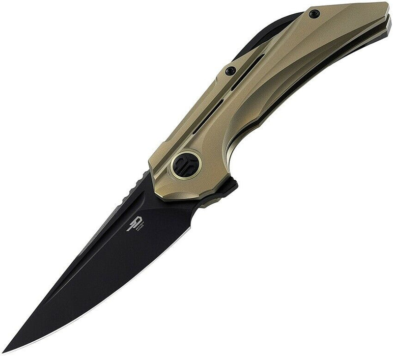 Bestech Knives Vigil Folding Knife 3.25" Bohler M390 Steel Blade Gold Titanium Handle T2201E -Bestech Knives - Survivor Hand Precision Knives & Outdoor Gear Store