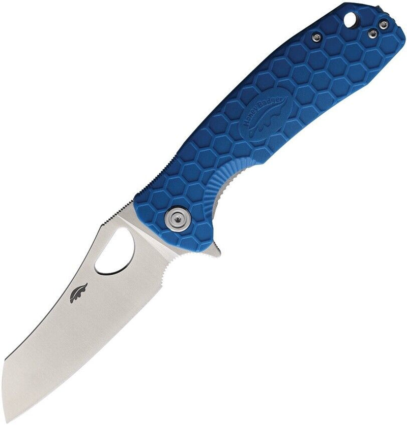 Honey Badger Knives Large Liner Folding Knife 3.63" D2 Tool Steel Warncleaver Blade Blue Textured GRN Handle 1158 -Honey Badger Knives - Survivor Hand Precision Knives & Outdoor Gear Store