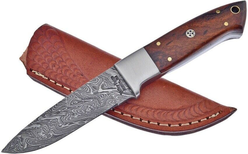 Frost Cutlery Hunter Fixed Knife 4" Damascus Steel Blade Rosewood Handle VFD57RW -Frost Cutlery - Survivor Hand Precision Knives & Outdoor Gear Store