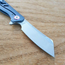 Artisan Cutlery Tomahawk Folding Knife 3" Bohler M390 Steel Blade Blue Titanium Handle 1815GSBUM -Artisan Cutlery - Survivor Hand Precision Knives & Outdoor Gear Store