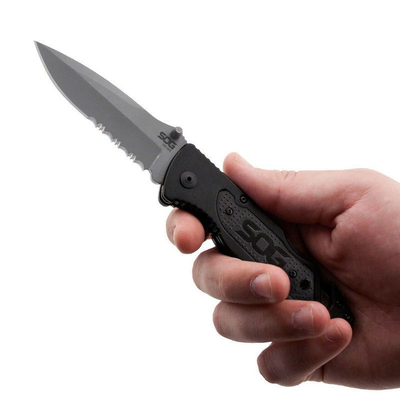 SOG Escape Lockback Folding Knife 3.25" 9Cr18MoV Steel Blade Aluminum Handle FF24CP -SOG - Survivor Hand Precision Knives & Outdoor Gear Store