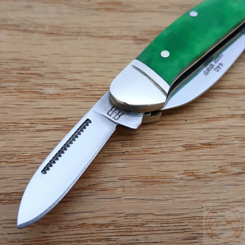 Rough Ryder Mini Canoe Pocket Knife Stainless Blades Green Smooth Bone Handle 057 -Rough Ryder - Survivor Hand Precision Knives & Outdoor Gear Store