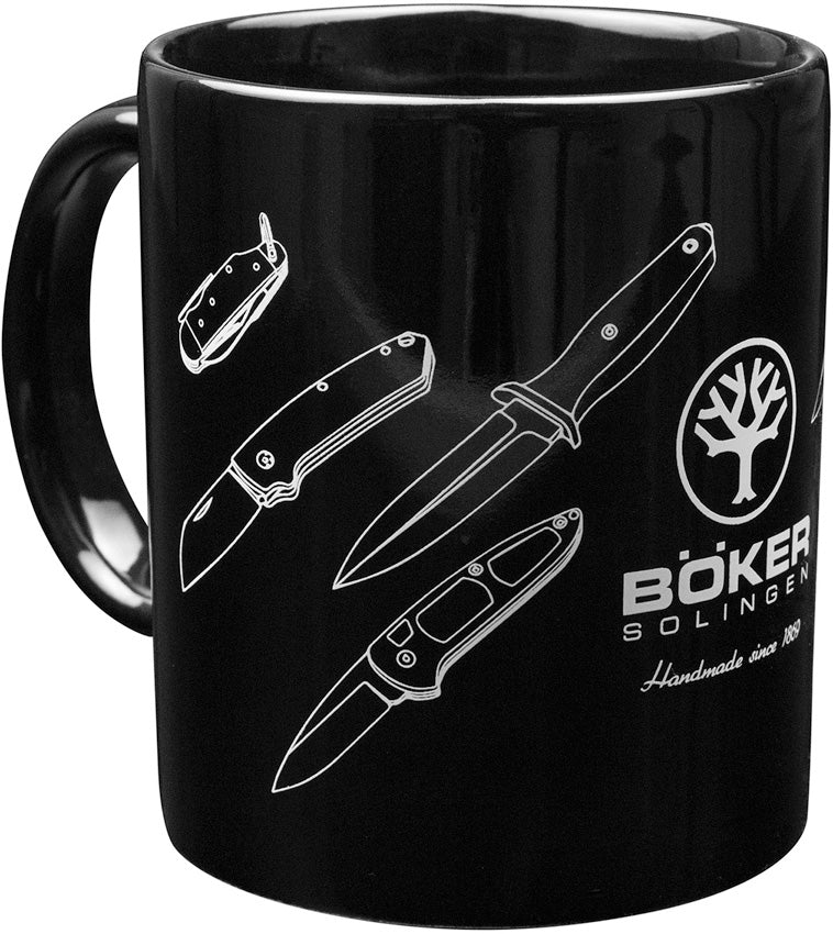 Boker Ceramic Mug Black Construction Boker Artwork 10oz Capacity 09BO186 -Boker - Survivor Hand Precision Knives & Outdoor Gear Store