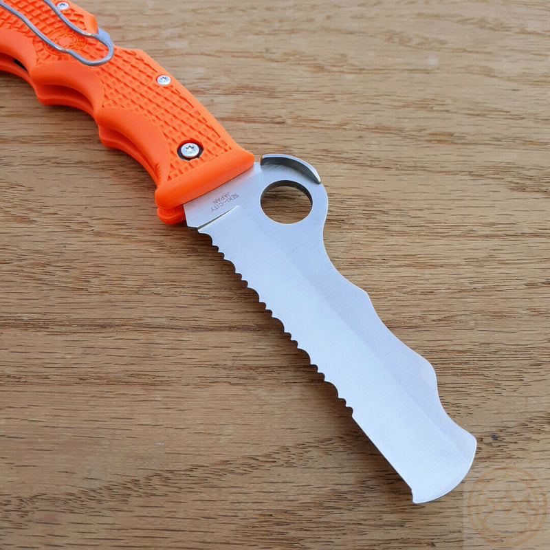 Spyderco Assist Lockback Folding Knife 3.75" Part Serrated VG10 Steel Blade Orange FRN Handle 79PSOR -Spyderco - Survivor Hand Precision Knives & Outdoor Gear Store