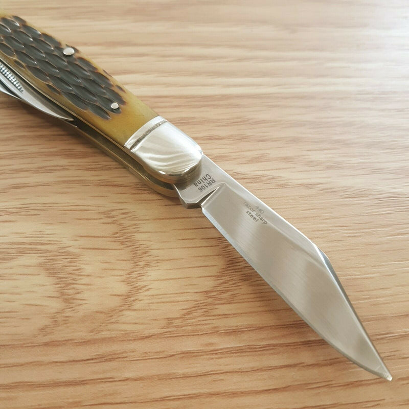 Rough Ryder Whittler Pocket Knife Stainless Steel Blades Amber Jigged Bone Handle 106 -Rough Ryder - Survivor Hand Precision Knives & Outdoor Gear Store