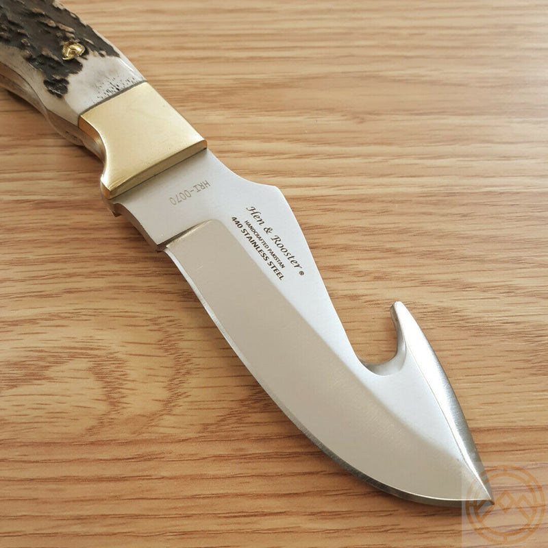 Hen & Rooster Fixed Knife 4.25" Stainless Steel Full Tang Blade Deer Stag Handle 0070 -Hen & Rooster - Survivor Hand Precision Knives & Outdoor Gear Store