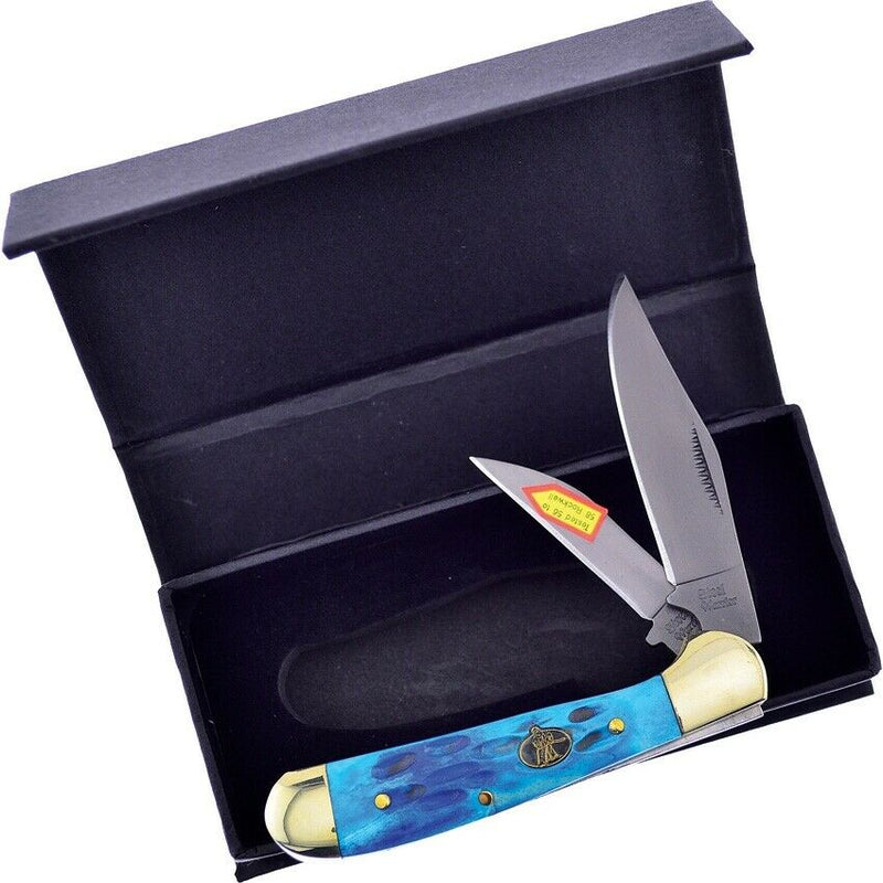 Frost Cutlery Copperhead Pocket Knife Carbon Steel Blades Blue Pick Bone Handle W104BLPB -Frost Cutlery - Survivor Hand Precision Knives & Outdoor Gear Store