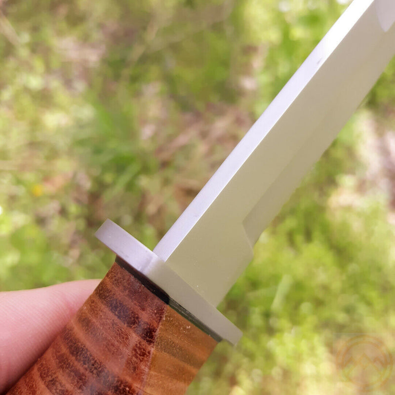 Fox Marine Combat Fixed Knife 5.13" 440C Steel Blade Stacked Leather Handle 1682 -Fox - Survivor Hand Precision Knives & Outdoor Gear Store