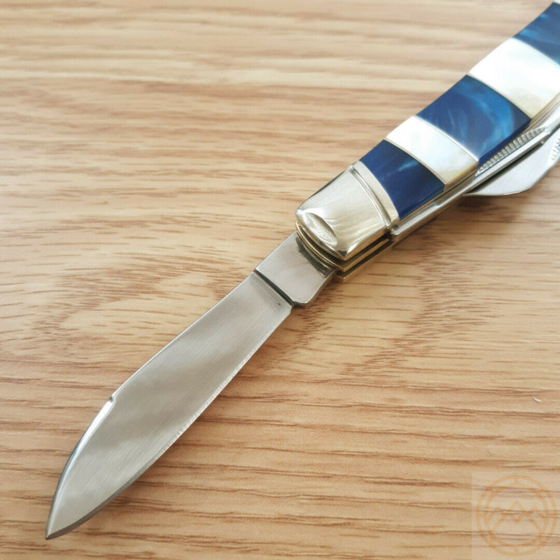 Rough Ryder Large Congress Pocket Knife Stainless Steel Blades Acrylic / Mother Of Pearl Handle 2022 -Rough Ryder - Survivor Hand Precision Knives & Outdoor Gear Store