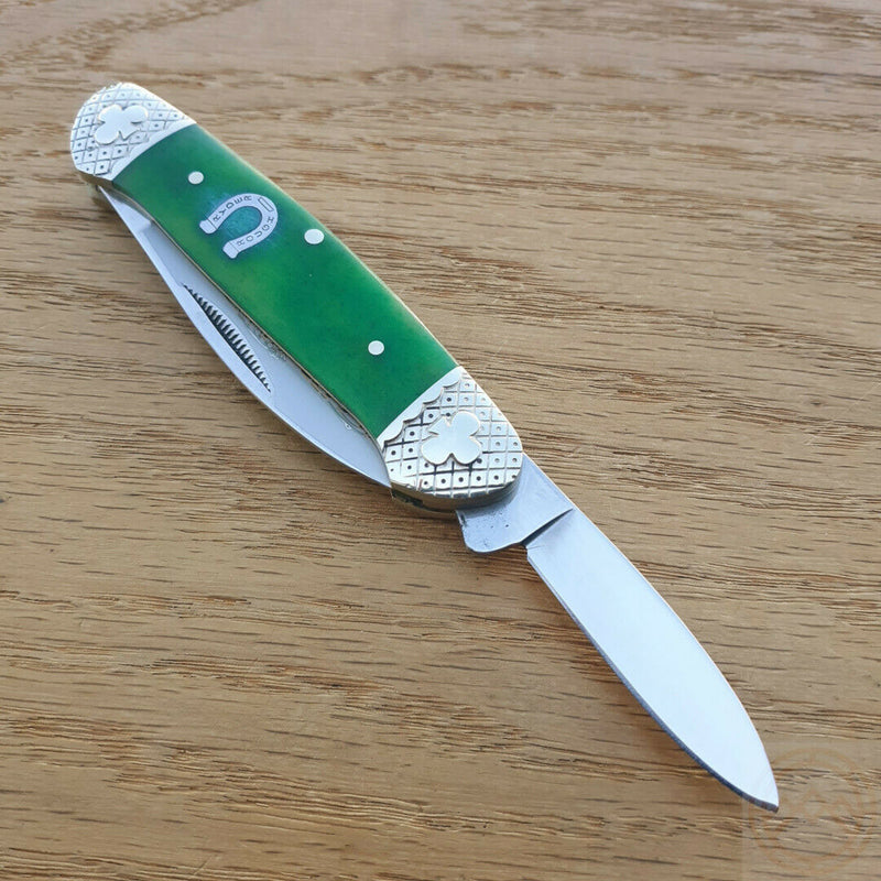 Rough Ryder Canoe Pocket Knife Stainless Steel Blades Green Smooth Bone Handle 1062 -Rough Ryder - Survivor Hand Precision Knives & Outdoor Gear Store