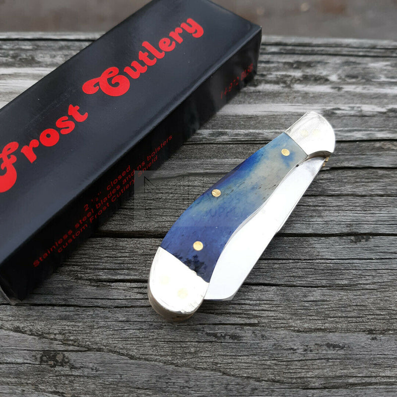 Frost Cutlery Baby Saddlehorn Pocket Knife Stainless Steel Blades Bone Handle 14972BLSB -Frost Cutlery - Survivor Hand Precision Knives & Outdoor Gear Store