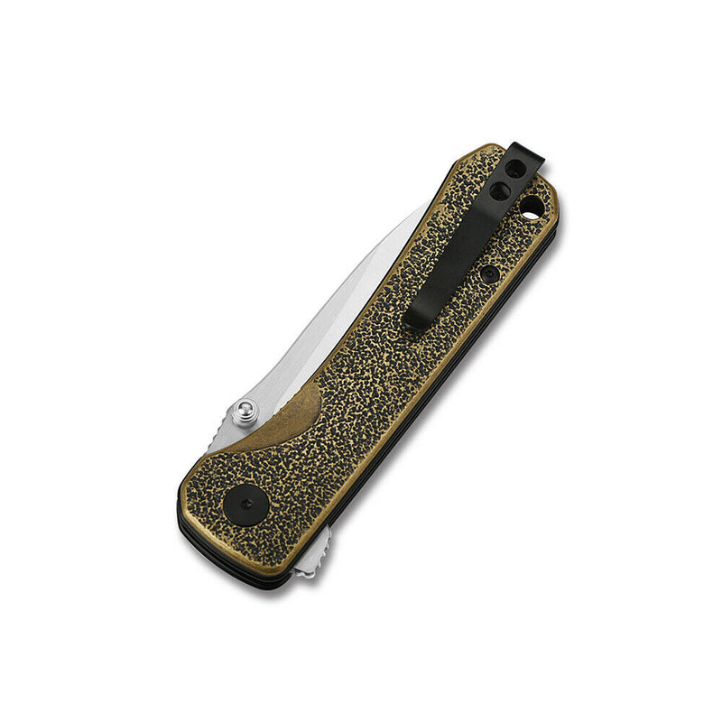 QSP Knife Hawk Linerlock Folding Knife 3.25" 14C28N Steel Blade Brass Handle 131K -QSP Knife - Survivor Hand Precision Knives & Outdoor Gear Store