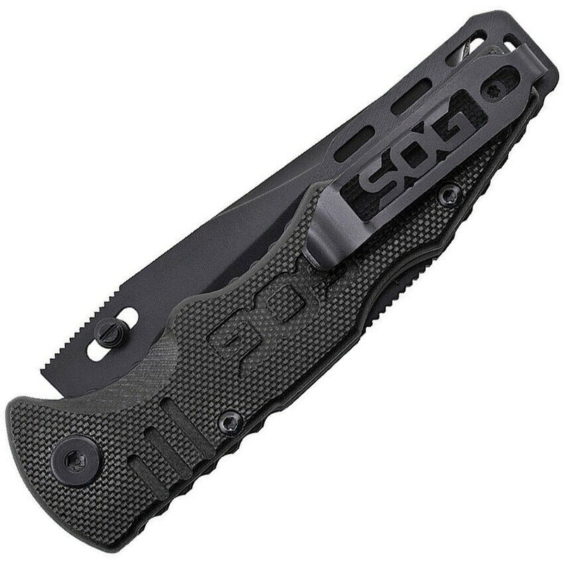 SOG Salute Mini Black Oxide Folding Knife 3.12" 8Cr13MoV Steel Blade G10 Handle FF1101CP -SOG - Survivor Hand Precision Knives & Outdoor Gear Store