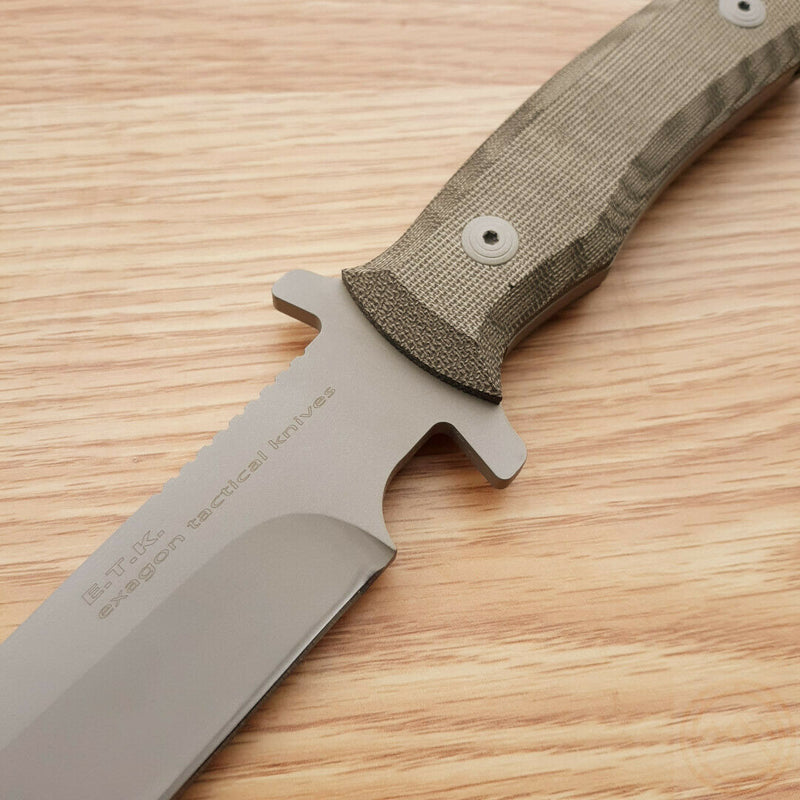 Fox E.T.K. Exagon Fixed Knife 6.75" 440C Steel Blade Green Canvas Micarta Handle 1663TK -Fox - Survivor Hand Precision Knives & Outdoor Gear Store