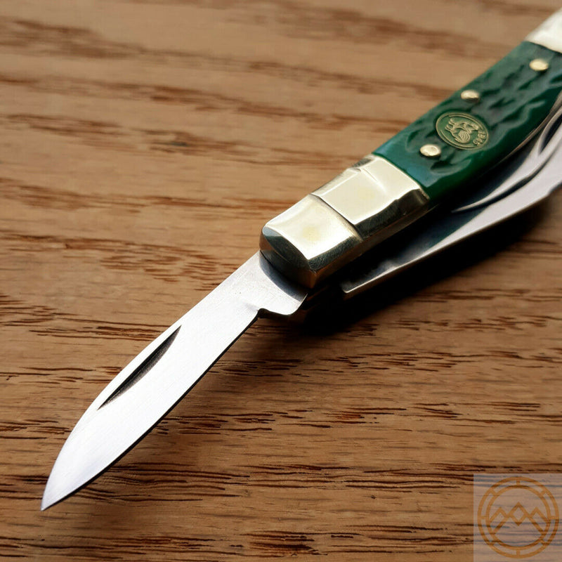 Hen & Rooster Congress Pocket Knife Carbon Steel Blades Green Pick Bone Handle 324CGPB -Hen & Rooster - Survivor Hand Precision Knives & Outdoor Gear Store