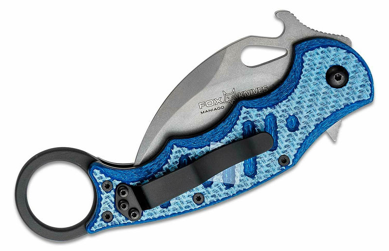 Fox Karambit Folding Knife 3" N690 Steel Blade Blue G10 / Carbon Fiber Handle 479BLTSW -Fox - Survivor Hand Precision Knives & Outdoor Gear Store