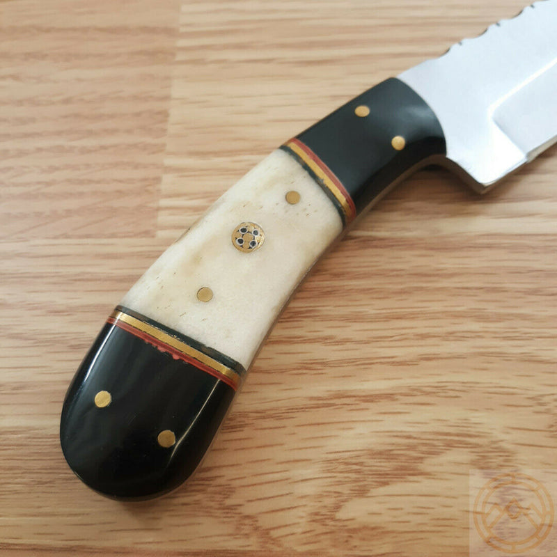 Frost Cutlery Cloud Hunter Fixed Knife 4" Stainless Steel Blade White Bone/Buffalo Horn Handle W676BHWSB -Frost Cutlery - Survivor Hand Precision Knives & Outdoor Gear Store