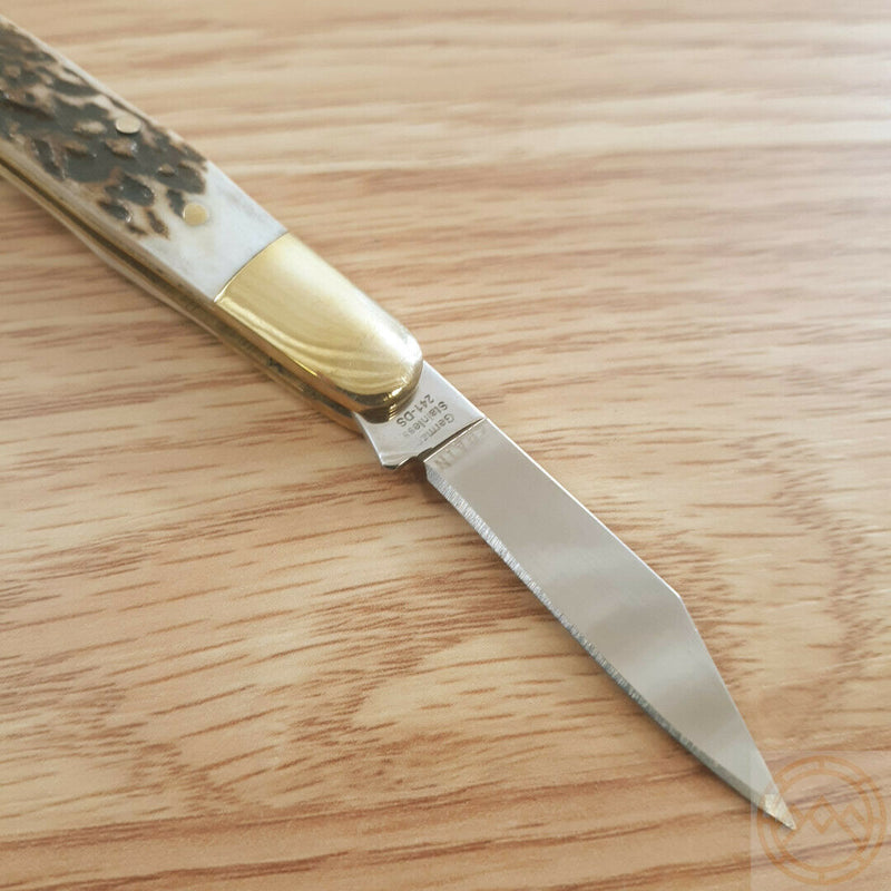 Hen & Rooster Folding Knife Stainless Steel Clip Point Blade Deer Stag Handle 241DS -Hen & Rooster - Survivor Hand Precision Knives & Outdoor Gear Store