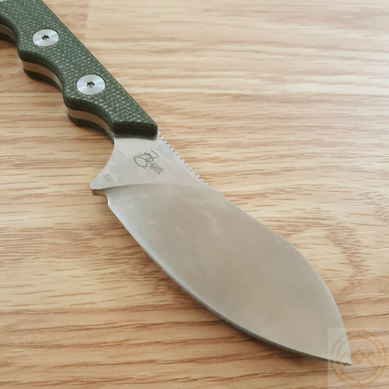 QSP Knife Neckmuk Neck Fixed Knife 2.88" D2 Tool Steel Blade Green Linen Micarta Handle 125F -QSP Knife - Survivor Hand Precision Knives & Outdoor Gear Store