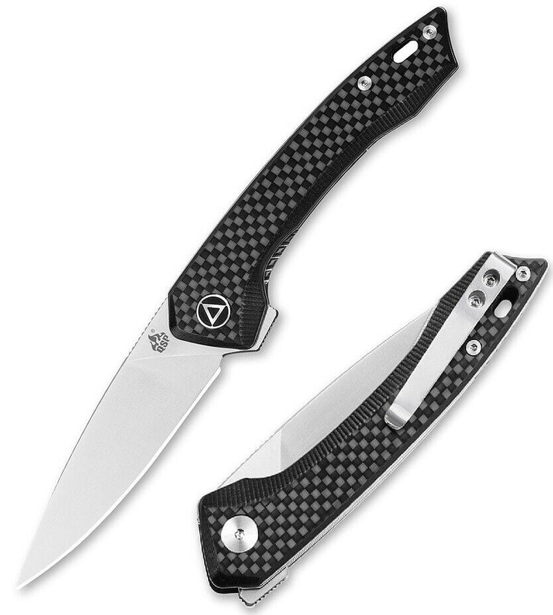 QSP Knife Leopard Folding Knife 3" 14C28N Steel Blade Black Carbon Fiber Handle 135A -QSP Knife - Survivor Hand Precision Knives & Outdoor Gear Store