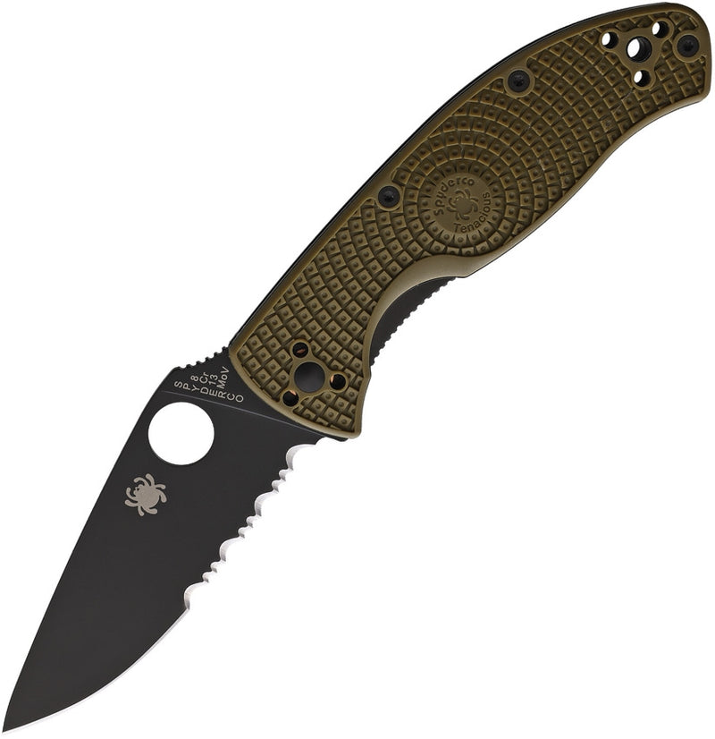 Spyderco Tenacious Folding Knife 3.38" 8Cr13MoV Steel Blade OD Green FRN Handle 122PSODBK -Spyderco - Survivor Hand Precision Knives & Outdoor Gear Store