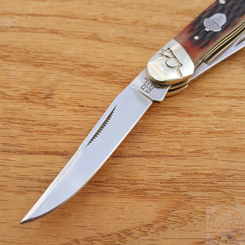 Rough Ryder Copperhead Pocket Knife Stainless Steel Clip And Skinner Blades Amber Jigged Bone Handle 2289 -Rough Ryder - Survivor Hand Precision Knives & Outdoor Gear Store