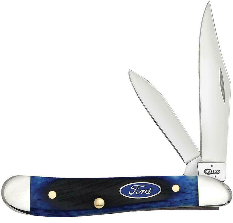 Case XX Ford Peanut Pocket Knife Stainless Steel Blades Blue Sawcut Bone Handle 14306 -Case Cutlery - Survivor Hand Precision Knives & Outdoor Gear Store