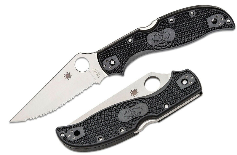 Spyderco Stretch 2 Xl Folding Knife 3.92" Serrated VG10 Steel Blade Black FRN Handle 258SBK -Spyderco - Survivor Hand Precision Knives & Outdoor Gear Store