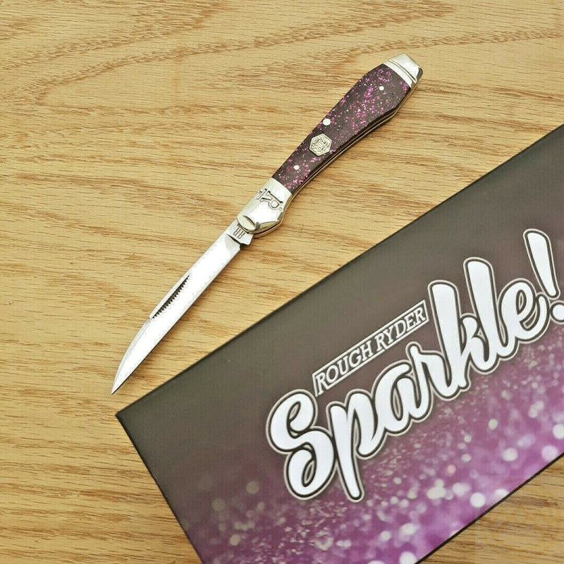Rough Ryder Sparkle Folding Knife Stainless Steel Blade Purple Glitter Acrylic Handle 2019 -Rough Ryder - Survivor Hand Precision Knives & Outdoor Gear Store