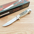 Frost Cutlery Fixed Knife 4" Stainless Steel Blade Stag Bone Resin/Nickel Silver Guard/Aluminum Pommel Handle W600SBR -Frost Cutlery - Survivor Hand Precision Knives & Outdoor Gear Store