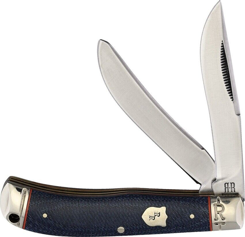 Rough Ryder Bow Trapper Pocket Knife Stainless Steel Blades Blue Jean Micarta Handle 2351 -Rough Ryder - Survivor Hand Precision Knives & Outdoor Gear Store