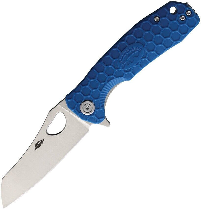 Honey Badger Knives Liner Folding Knife 3.13" D2 Tool Steel Warncleaver Blade Blue Textured GRN Handle 1164 -Honey Badger Knives - Survivor Hand Precision Knives & Outdoor Gear Store